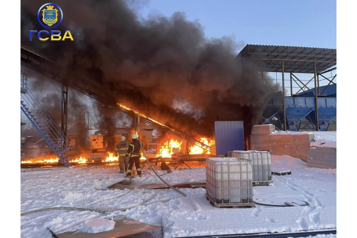У Горенці сталася пожежа на території підприємства "Гарант бетон"