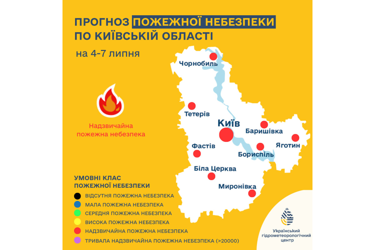 До 7 липня на Київщині зберігатиметься висока пожежна небезпека