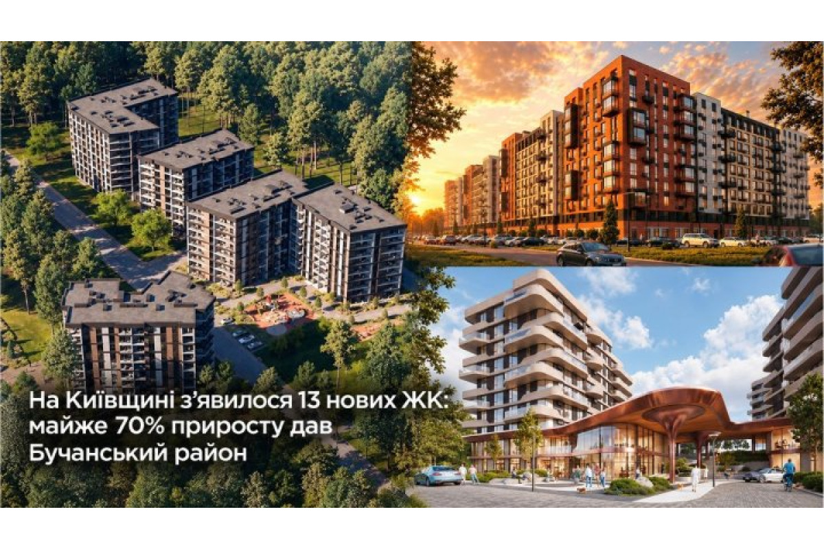 На Київщині за квартал з’явилися 13 нових житлових комплексів: більшість — у Бучанському районі (ІНФОГРАФІКА)