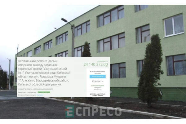 В Узинському ліцеї №1 капітально відремонтують їдальню: оголошено тендер