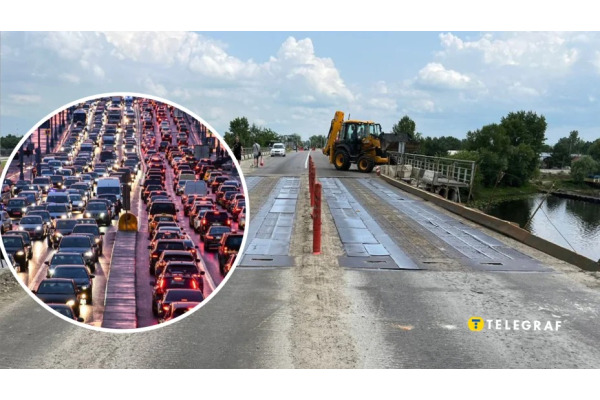 Щодня стоять у заторах: місцеві мешканці нарікають на повільний ремонт моста Вишгород-Хотянівка