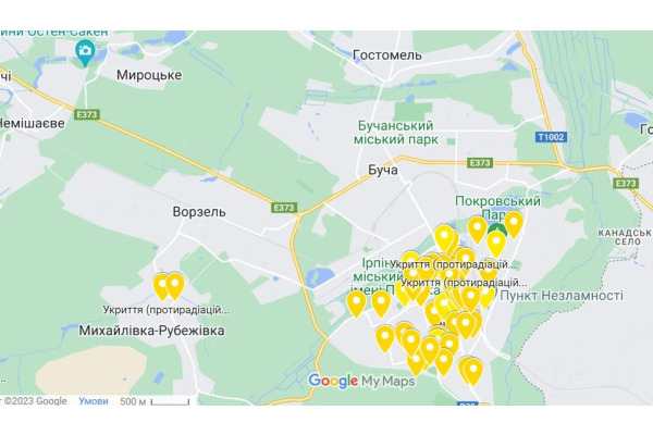 В Ірпінській ОТГ оновили інтерактивну мапу укриттів