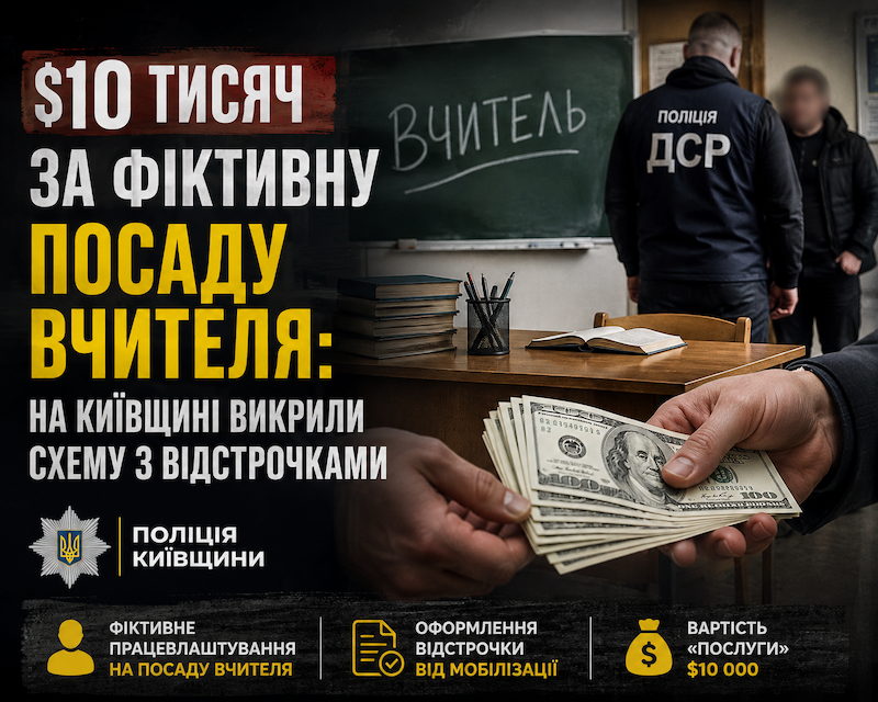 «Вчитель» за $10 тисяч: правоохоронці викрили схему уникнення мобілізації