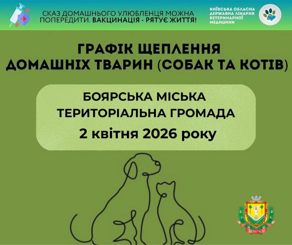 У селах Боярської громади проведуть безплатну вакцинацію тварин проти сказу