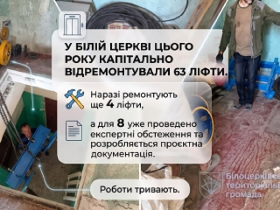У багатоповерхівках Білої Церкви триває оновлення ліфтів