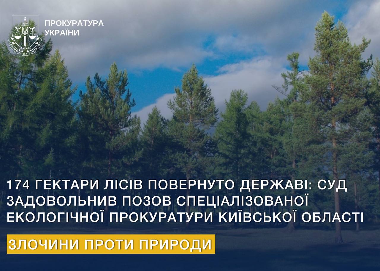174 гектари лісів повернуто державі: суд задовольнив позов Спеціалізованої екологічної прокуратури Київської області