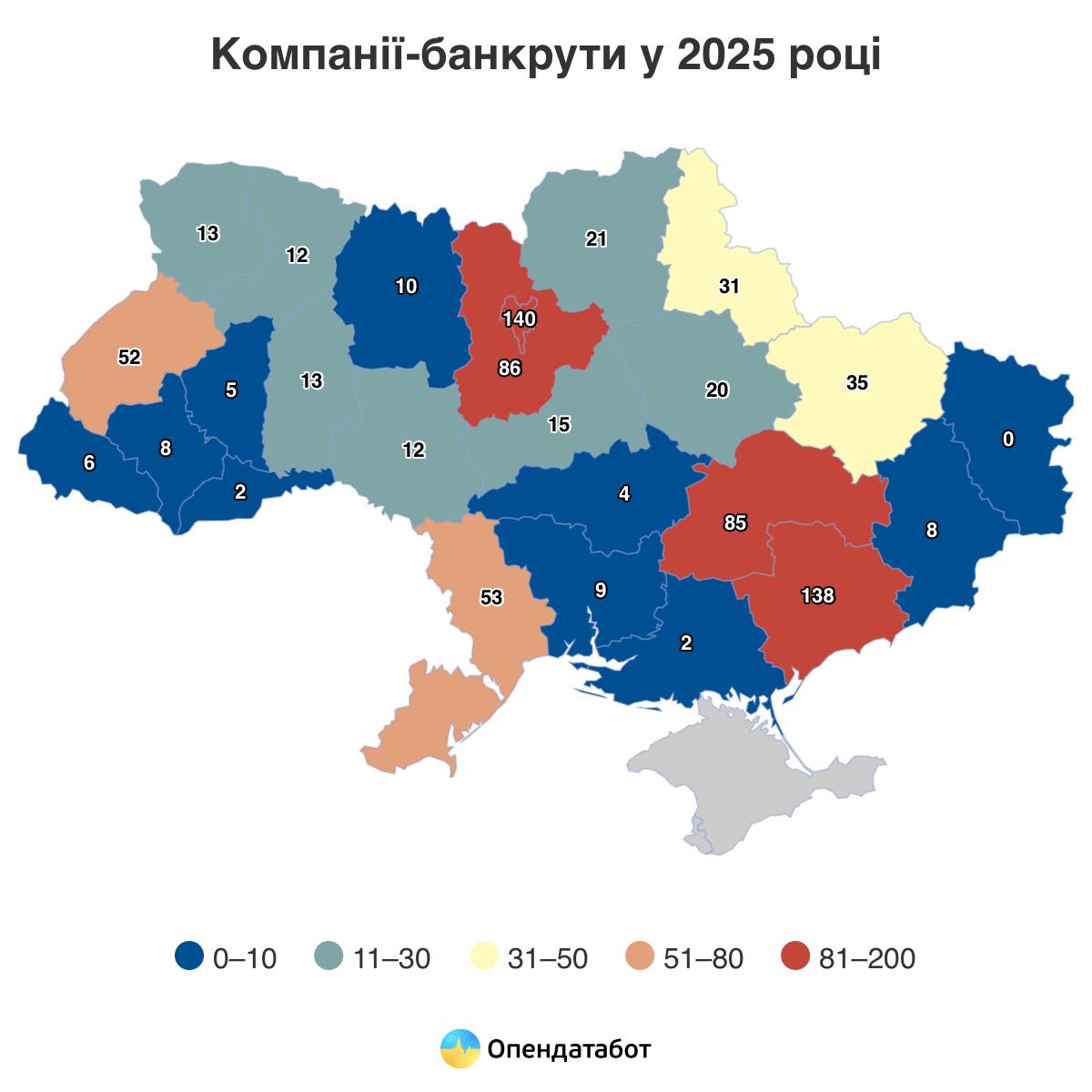 Столиця та Київська область у лідерах справ про банкрутство (ІНФОГРАФІКА)