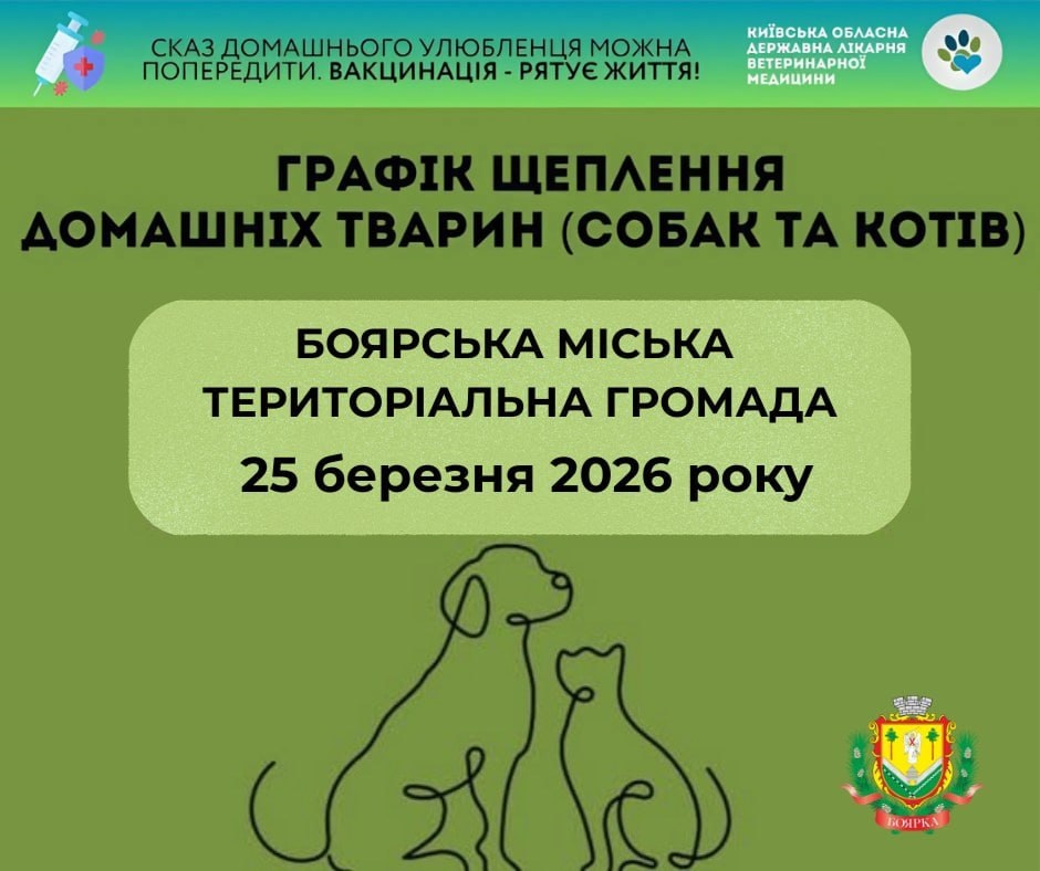 У селах Боярської громади проведуть безкоштовну вакцинацію тварин проти сказу