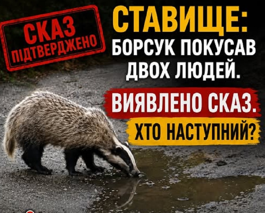 У Ставищі хворий на сказ борсук покусав двох людей