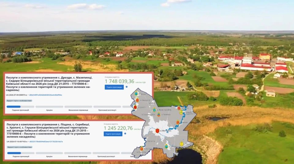Для трьох сіл Білоцерківської громади шукають підрядника на утримання територій