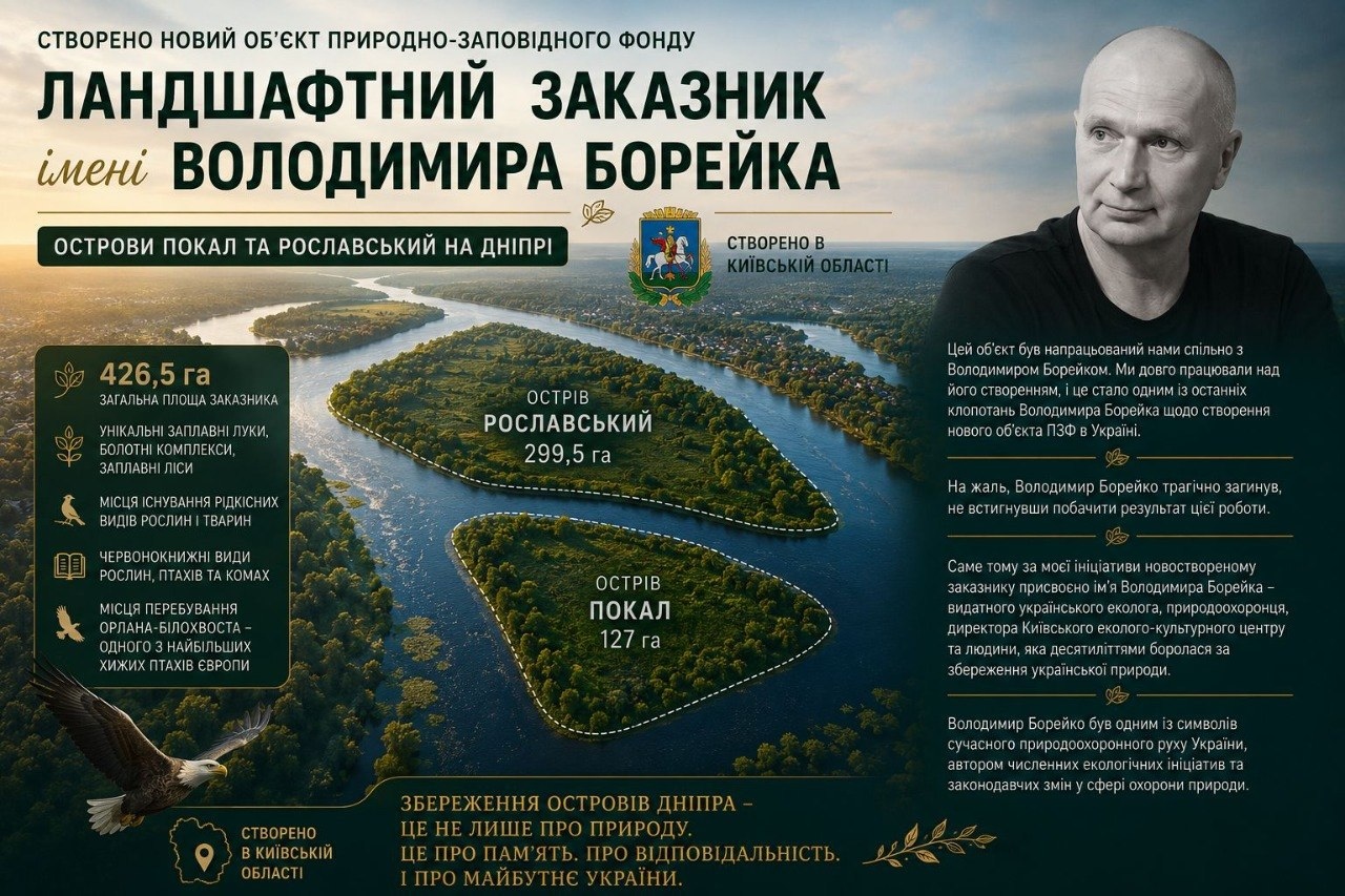 На Київщині створено новий ландшафтний заказник