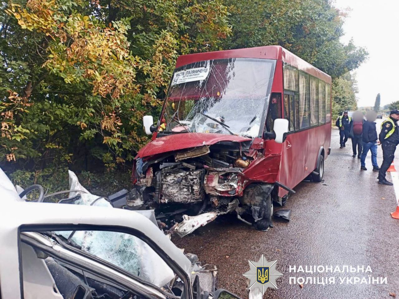 Загинув водій, вісім людей травмовано: поліцейські Київщини розслідують обставини ДТП поблизу села Червоне