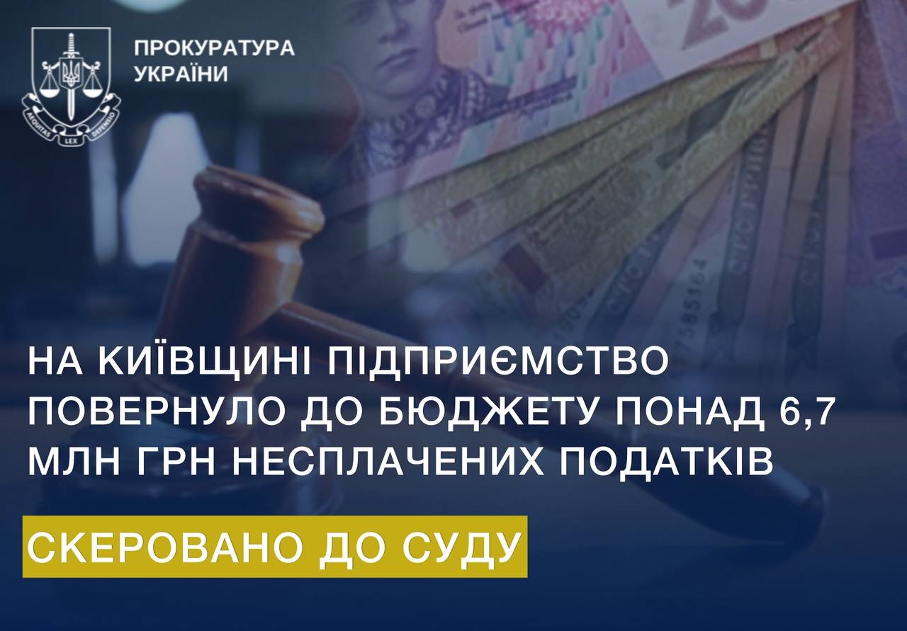 Прокуратура Київської області забезпечила повернення 6,7 млн грн до державного бюджету